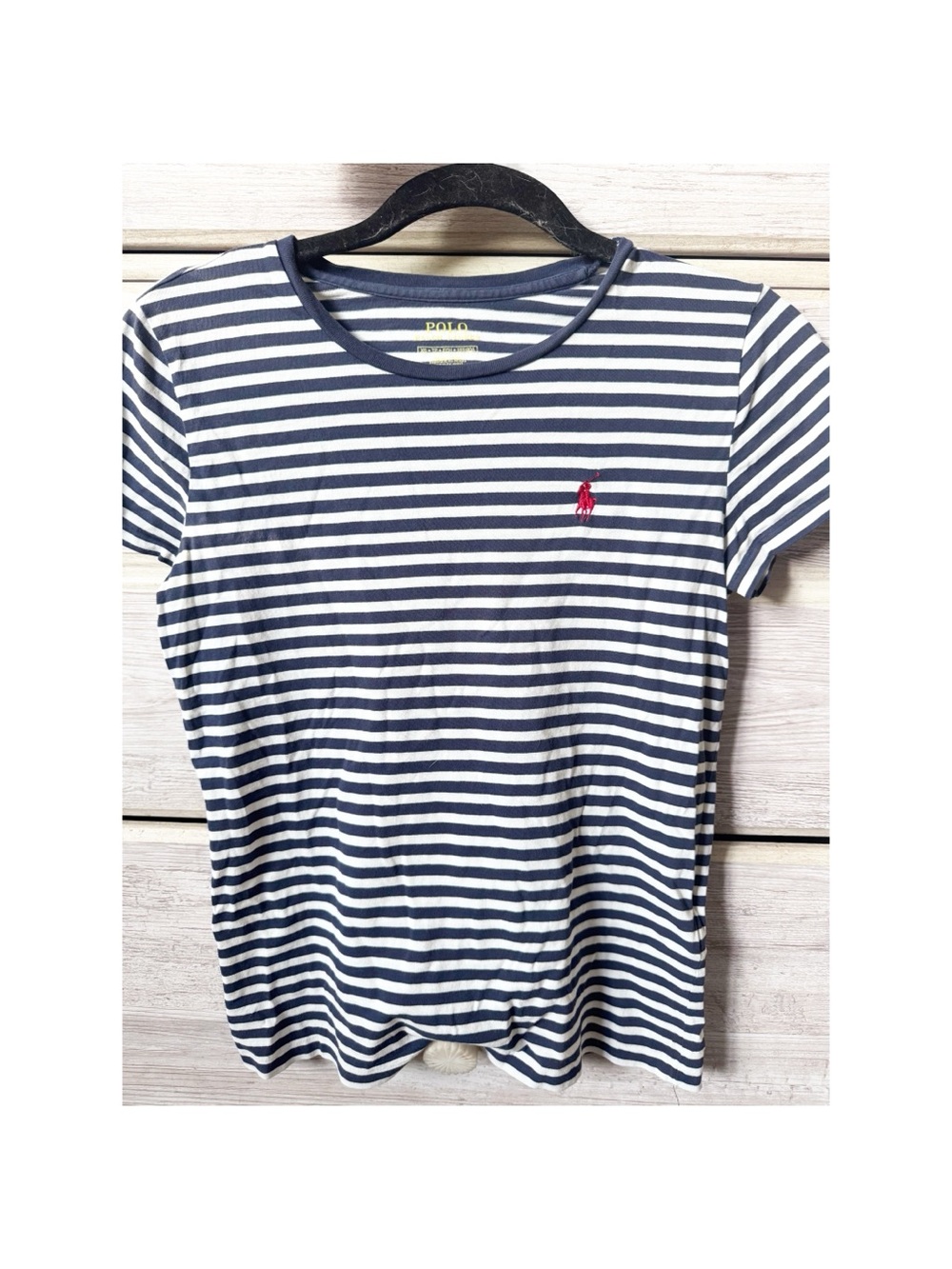 Polo by Ralph Lauren Navy and White Striped Short Sleeve Tee